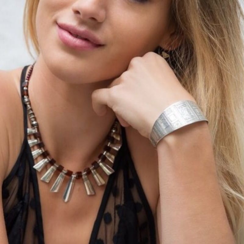 Breites Tuareg Silber Armband - Ethnischen Mustern graviert Armband KOOMPLIMENTS