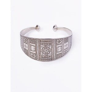 Breites Tuareg Silber Armband - Ethnischen Mustern graviert