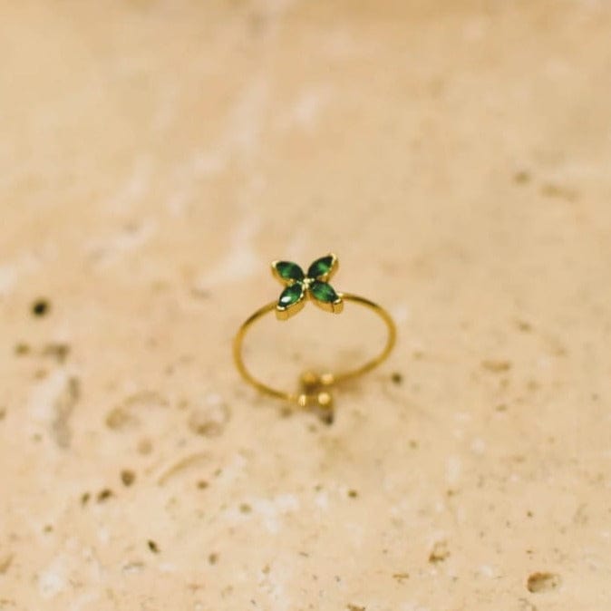 Butterfly-Ring mit grünen Kristallen - MÉLINE Ringe KOOMPLIMENTS