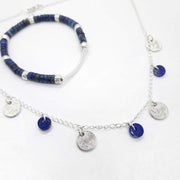 Choker Halskette aus Silber und Lapislazuli-Medaillen Halsketten KOOMPLIMENTS