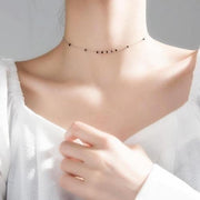 Choker Kette Silber mit schwarzen Perlen - Secret Halsketten KOOMPLIMENTS