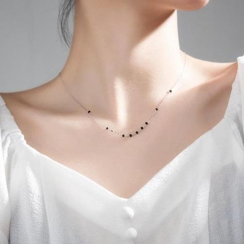 Choker Kette Silber mit schwarzen Perlen - Secret Halsketten KOOMPLIMENTS