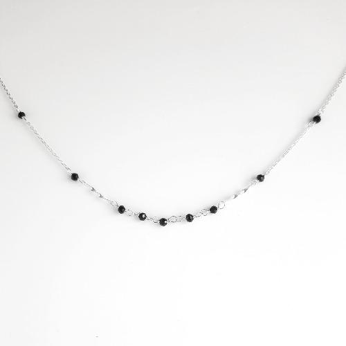 Choker Kette Silber mit schwarzen Perlen - Secret Halsketten KOOMPLIMENTS