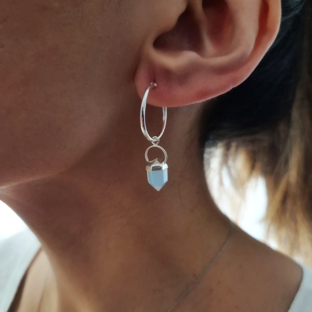 Creolen aus Silber mit Mondstein Ohrringe KOOMPLIMENTS