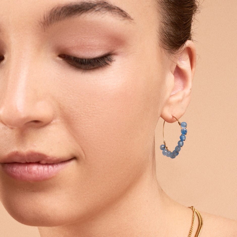 Creolen mit blauen Kristallen Ohrringe KOOMPLIMENTS
