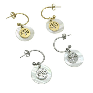 Boucles d'oreilles créoles arbre de vie