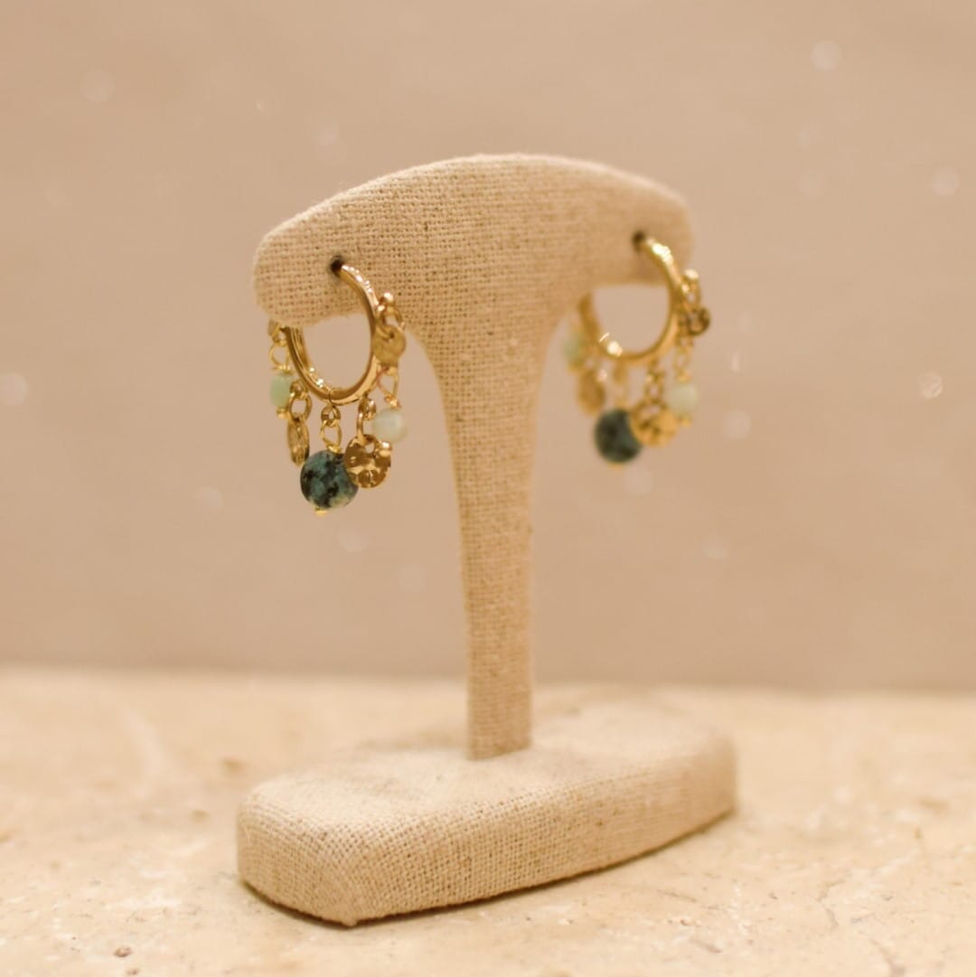 Creolen mit Medaillonanhängern und Steinen - AZEL Ohrringe KOOMPLIMENTS