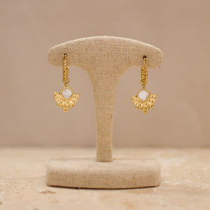Boucles d'oreilles créoles avec nacre