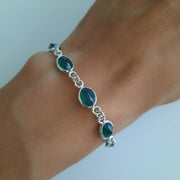 Damen Armband aus Silber mit Edelsteinen - Green Onyx Armband KOOMPLIMENTS