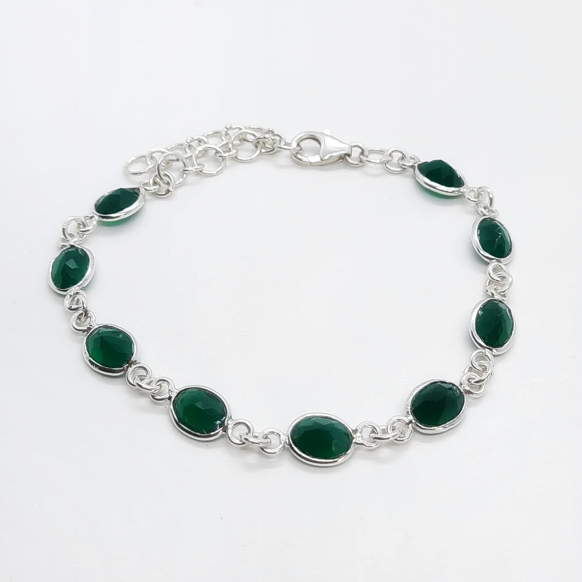 Damen Armband aus Silber mit Edelsteinen - Green Onyx Armband KOOMPLIMENTS