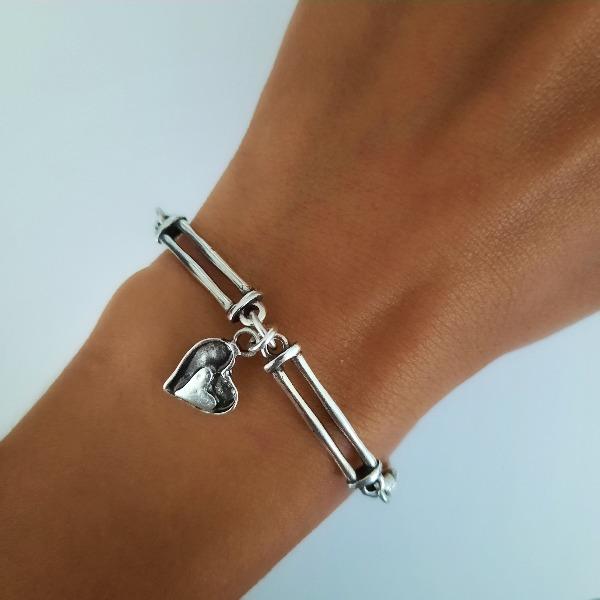 Damen Armkette Silber lange Rechtecke - Singular Armband KOOMPLIMENTS