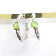 Damen Creolen Silber mit grünem Stein Ohrringe KOOMPLIMENTS