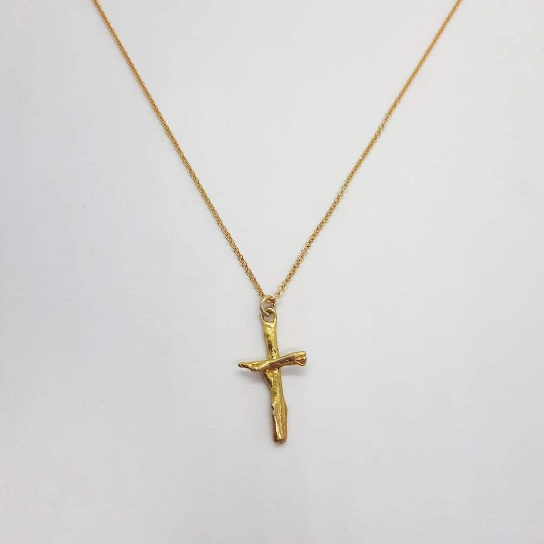 Damen Gold Kreuzkette Zweig Colliers KOOMPLIMENTS