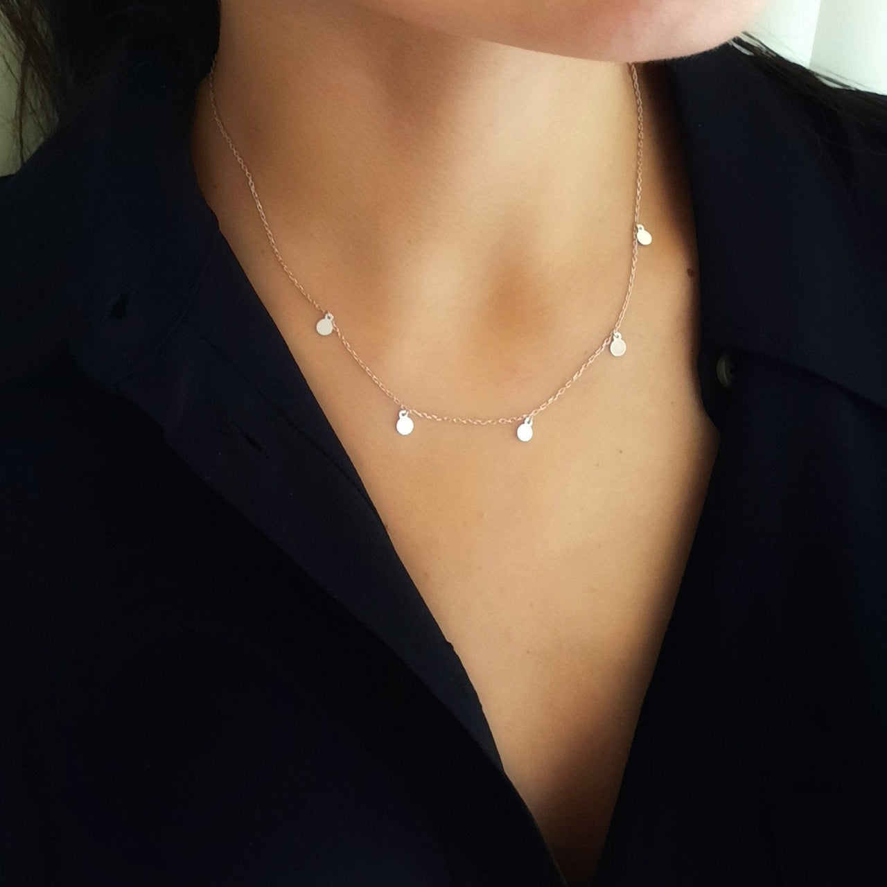 Damen-Halskette aus Silber mit kleinen Scheiben Halsketten KOOMPLIMENTS