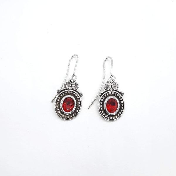 Damen Ohrringe Silber mit Swarovski - Ophelia Rot Ohrringe KOOMPLIMENTS