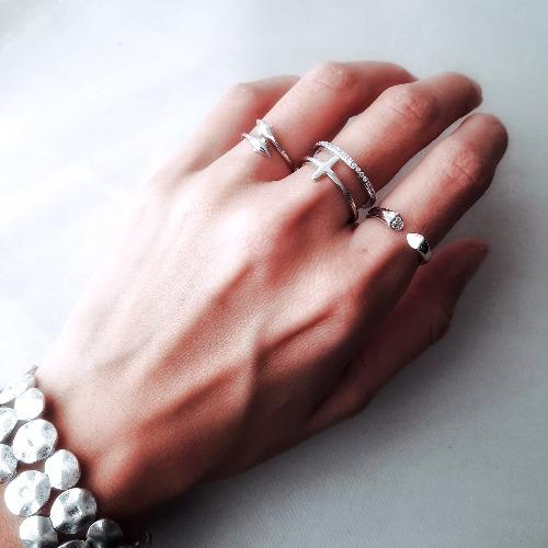 Damen Ring Silber Doppel-Herz Ringe KOOMPLIMENTS