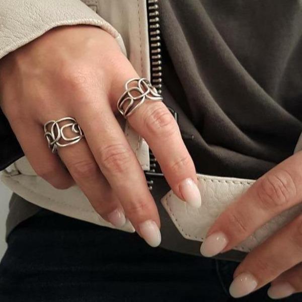 Damen Ring Silber verwickelte Quadrate Ringe KOOMPLIMENTS