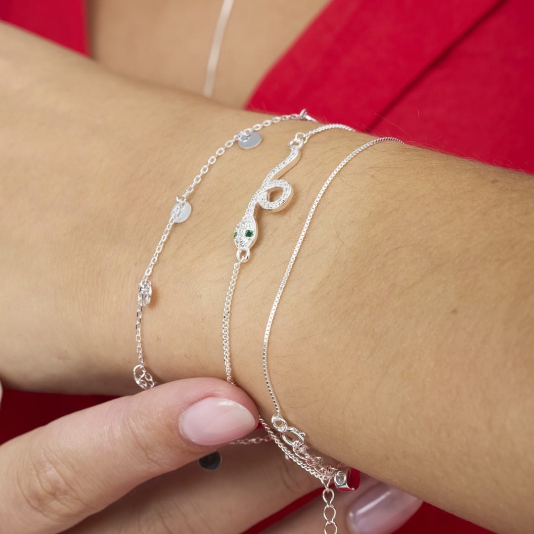 Damen Silber Armkette mit Schlange Armband KOOMPLIMENTS