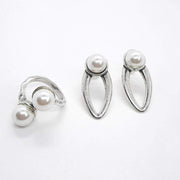 Damen Silber Ohrringe mit weisser Perle - Devenir Ohrringe KOOMPLIMENTS