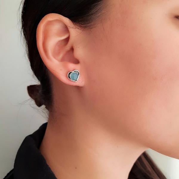 Damen Silber Ohrstecker mit Chalcedon-Stein Ohrstecker KOOMPLIMENTS