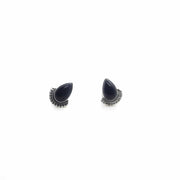 Damen Silber Ohrstecker mit schwarzen Steinen - Tropfen Ohrstecker KOOMPLIMENTS