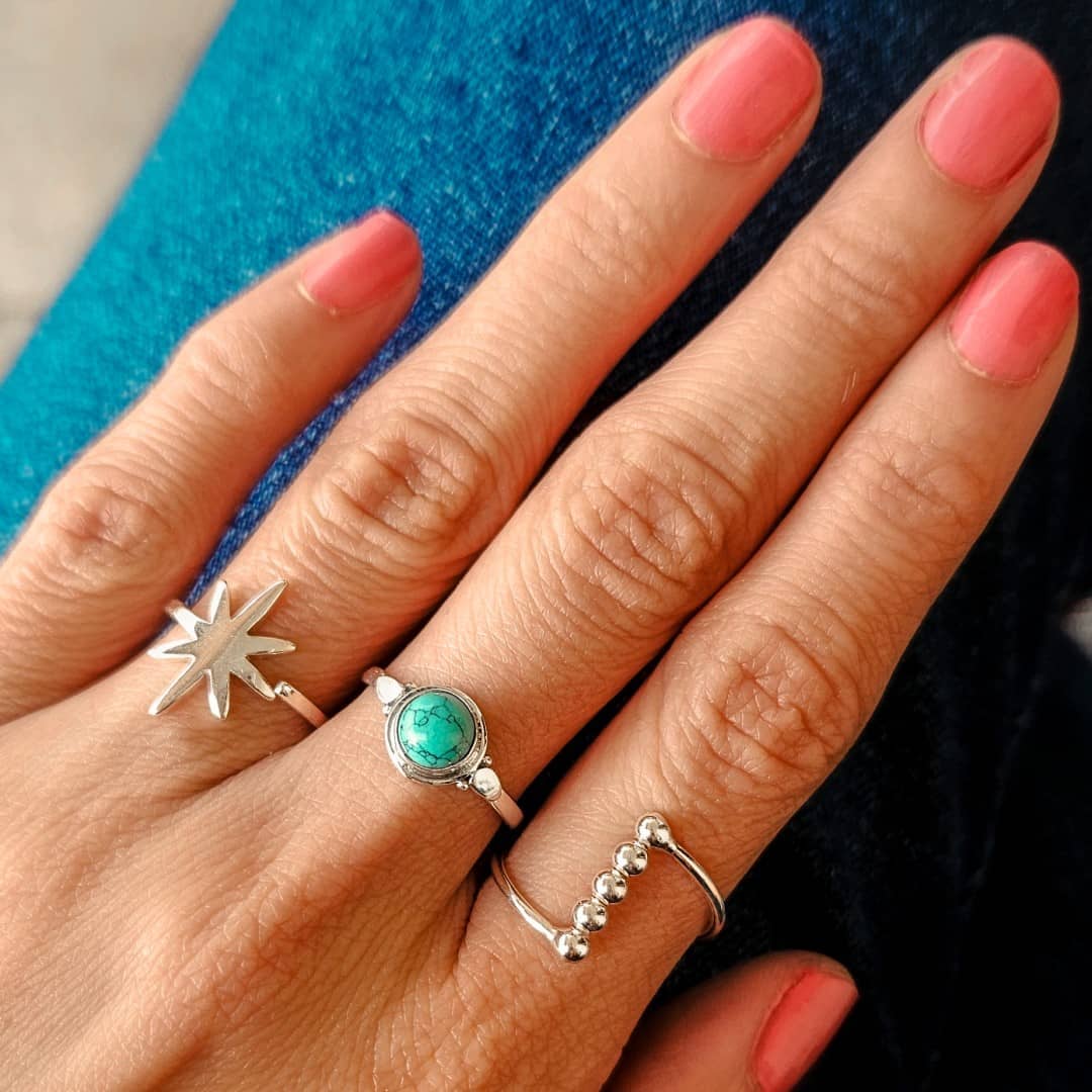 Damen Silberring mit Stein in Türkis - Prana Mittel Ringe KOOMPLIMENTS