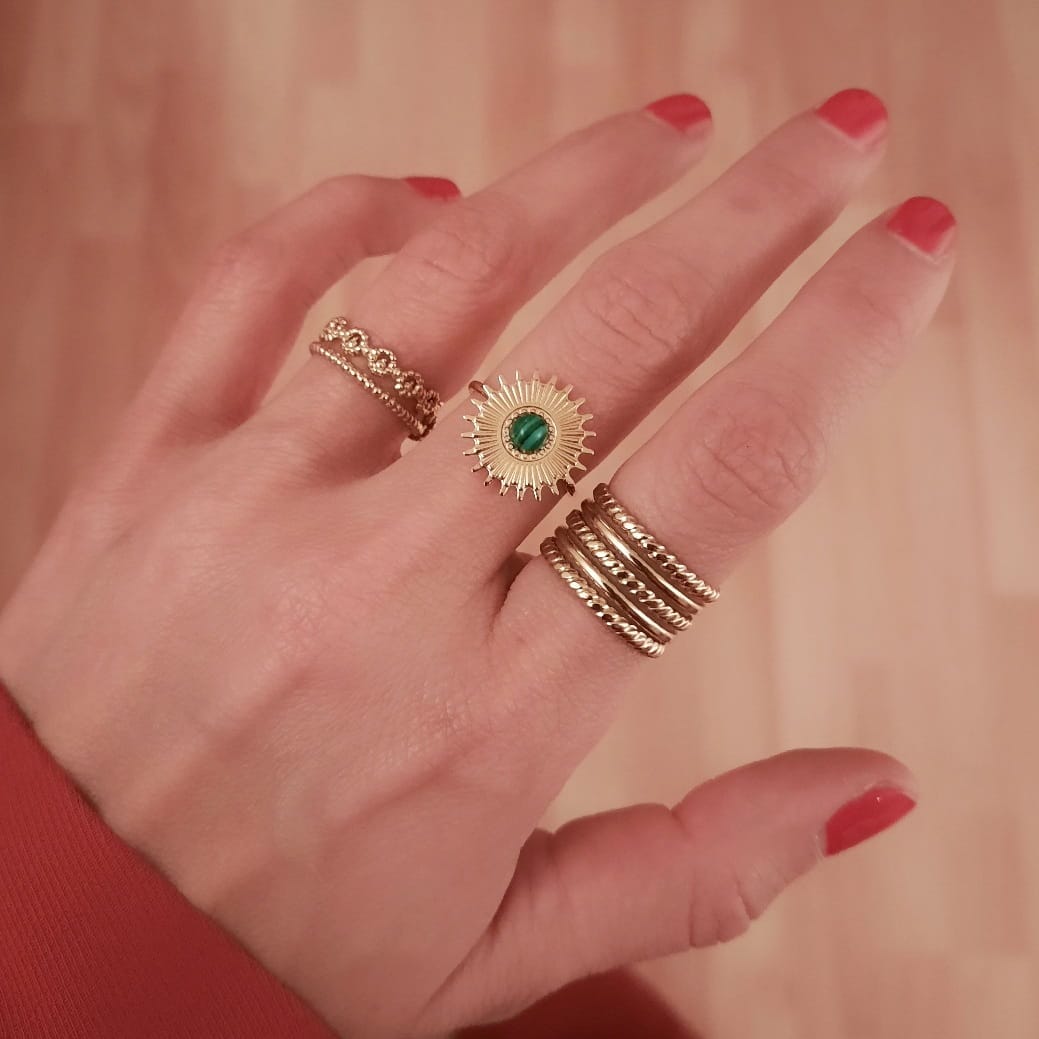 Doppel Linien Ring mit Blumen Ringe KOOMPLIMENTS