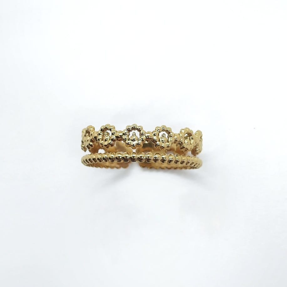 Doppel Linien Ring mit Blumen Ringe KOOMPLIMENTS