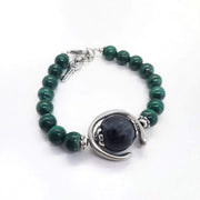Doppel reihiges Armband mit Tigerauge-Stein und Malachit Armband KOOMPLIMENTS