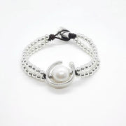 Doppel reihiges Armband mit weisser Perle - Amor Armband KOOMPLIMENTS