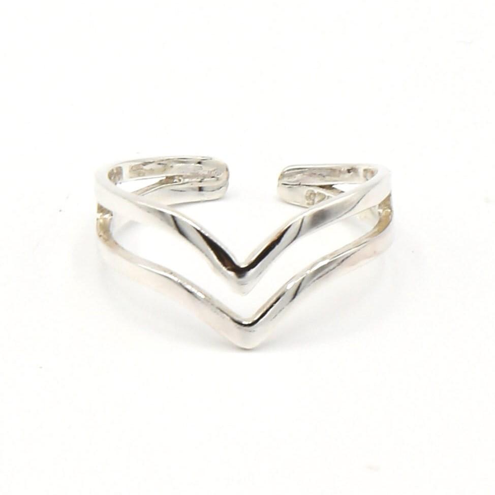 Doppel V Silber Ring Ringe KOOMPLIMENTS