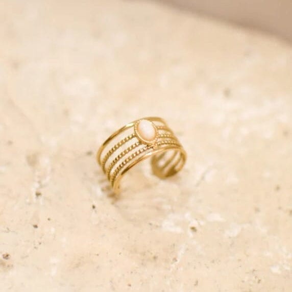 Dreifachring mit weißem Stein - NEVE Ringe KOOMPLIMENTS