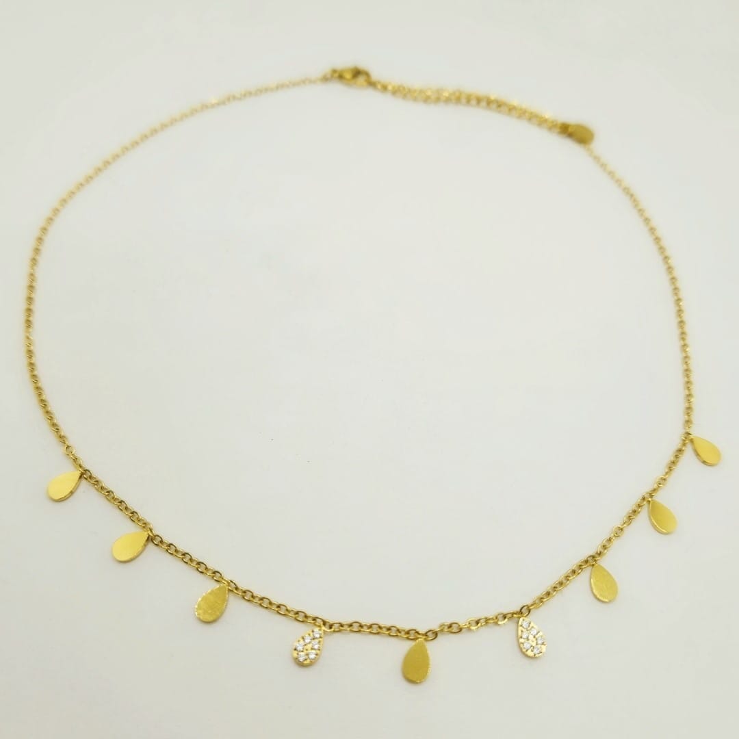 Drop Charms Kette aus Edelstahl Gold Halsketten KOOMPLIMENTS