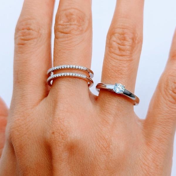 Elegant 925 sterling silver ring with zirconia - 2 in 1 rings KOOMPLIMENTS