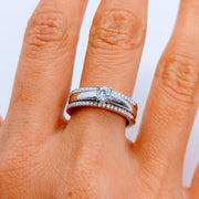 Elegant 925 sterling silver ring with zirconia - 2 in 1 rings KOOMPLIMENTS