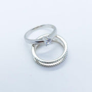 Elegant 925 sterling silver ring with zirconia - 2 in 1 rings KOOMPLIMENTS