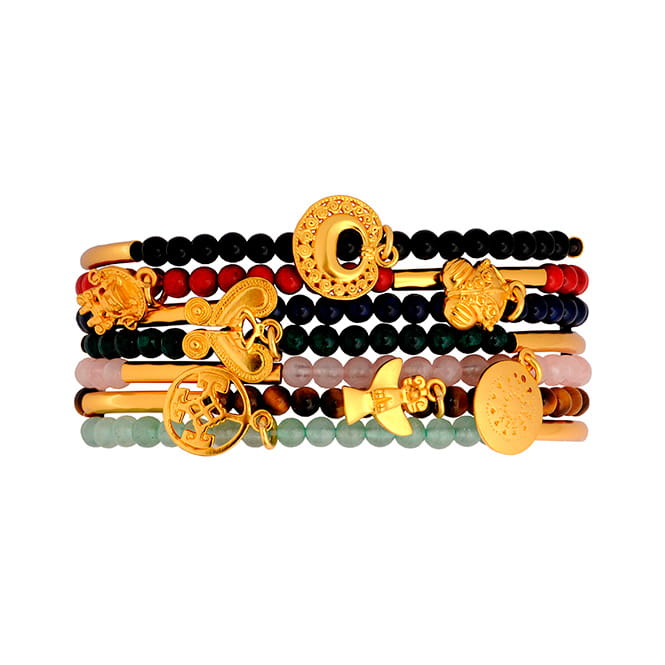 Ethnisches Halbedelsteine Armband Gold - Präkolumbianische Kulturen Armband KOOMPLIMENTS 