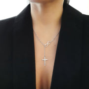 Feine 925 Silber Halskette - Infinity Kreuz - Silber oder Gold Halsketten KOOMPLIMENTS