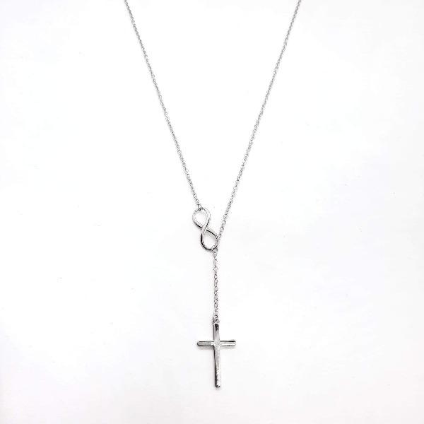 Feine 925 Silber Halskette - Infinity Kreuz - Silber oder Gold Halsketten KOOMPLIMENTS