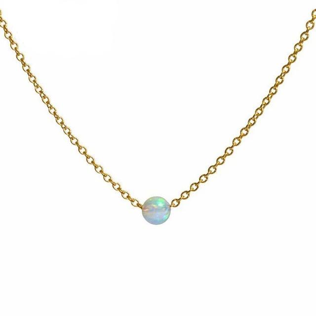 Feine Choker Halskette mit kleiner Perle - Opal Halsketten KOOMPLIMENTS