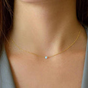 Feine Choker Halskette mit kleiner Perle - Opal Halsketten KOOMPLIMENTS