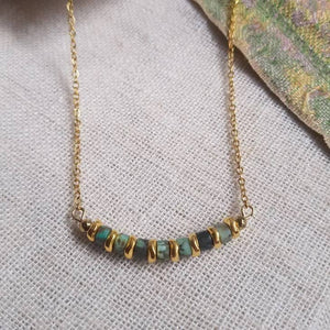 Cadena de oro fina con perlas turquesas - RANI