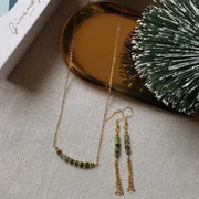 Feine Goldkette mit türkis Perlen - RANI Halsketten KOOMPLIMENTS SET Halskette + Ohrringe 