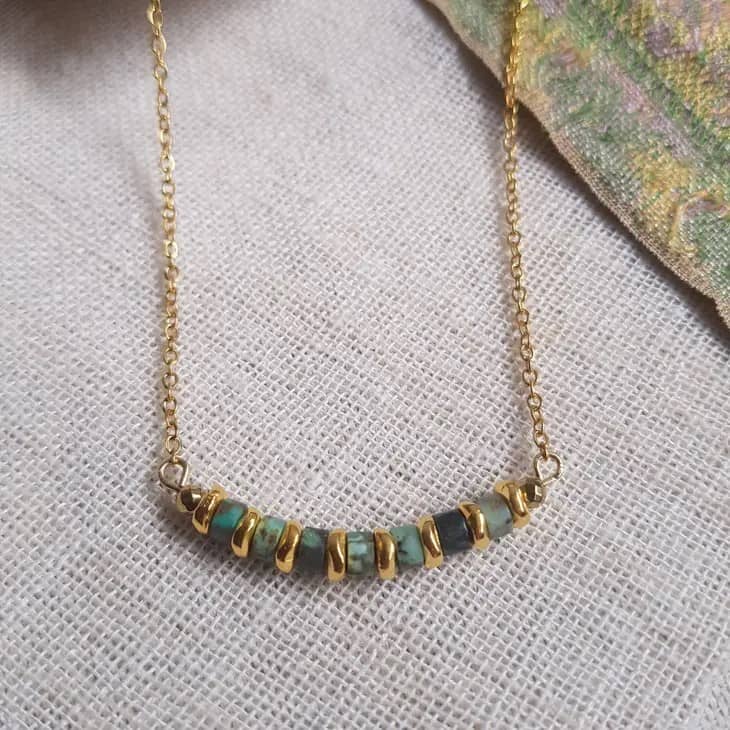 Feine Goldkette mit türkis Perlen - RANI Halsketten KOOMPLIMENTS