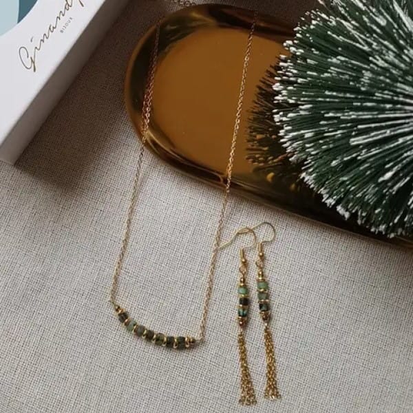 Feine Goldkette mit türkis Perlen - RANI Halsketten KOOMPLIMENTS