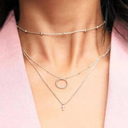 Feine schlichte Halskette aus Silber mit Kreis Anhänger Halsketten KOOMPLIMENTS