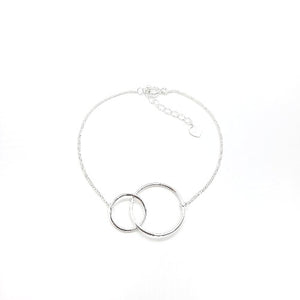 Fine silver bracelet connected rings - ALWAYS TOGETHER