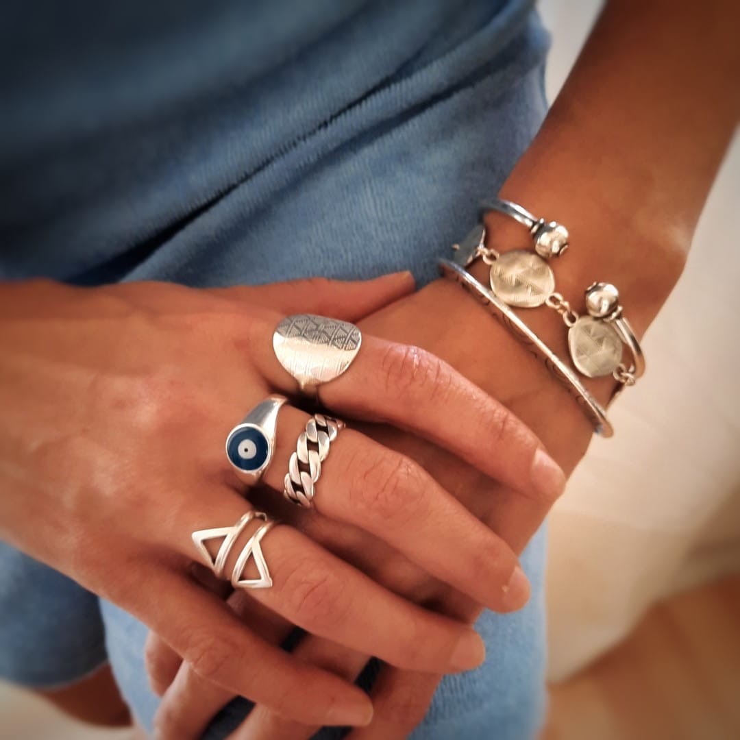 Flacher ovaler Silber Boho-Ring - MILOS Ringe KOOMPLIMENTS