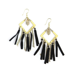 Boucles d'oreilles à franges avec pierres précieuses
