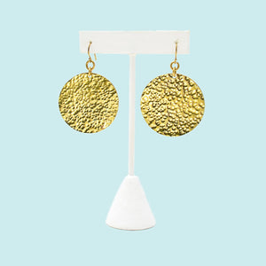 Hammered round women's earrings - Sunrise